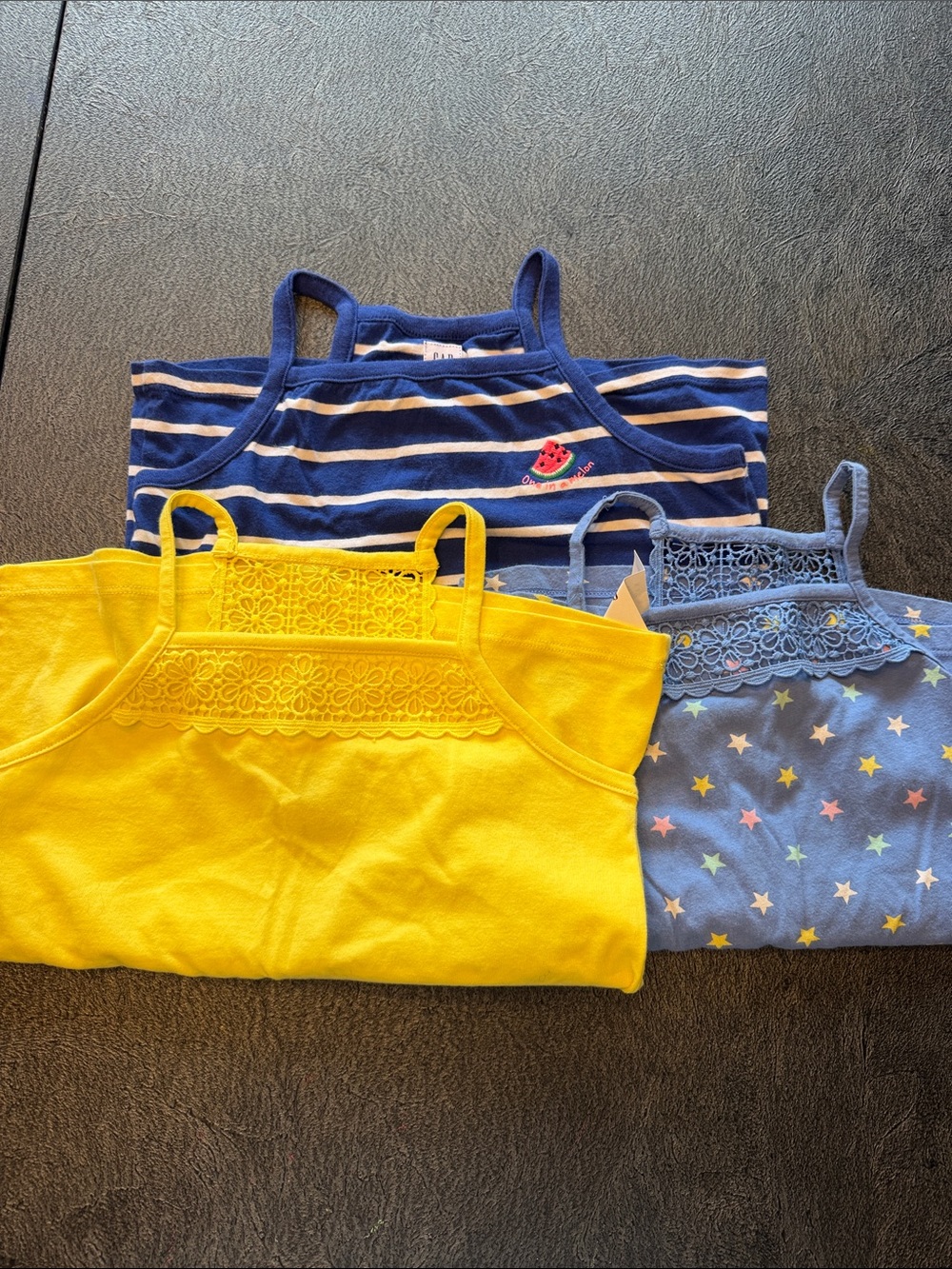 Gap Girls Tank Tops Set - Yellow, Navy Stripe & Star Print size Small
